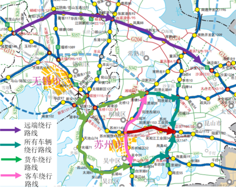 上海;无锡等地来车可通过硕放枢纽绕行s17苏台高速前往苏州和上海等地